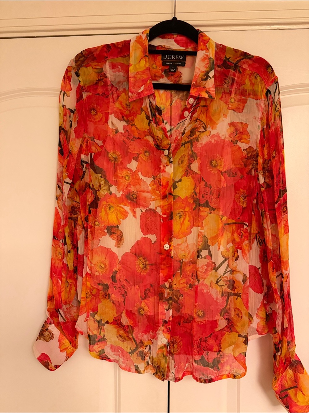 J Crew Garçon Classic Shirt in Crinkle Chiffon